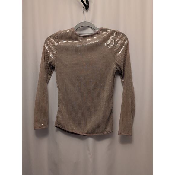 Free People NWT Small light tan sequin top msrp $29.95 - Picture 5 of 10